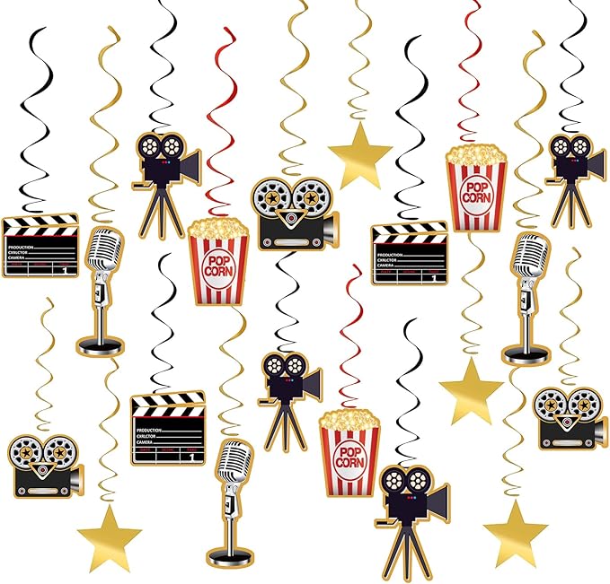 30Pcs Movie Night Party Supplies Hanging Decorations Movie Theme