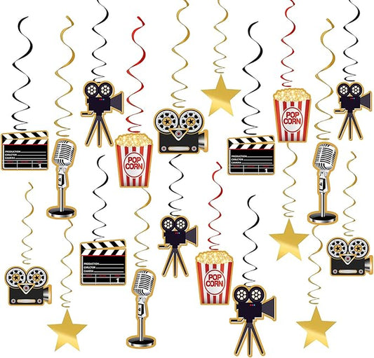 30Pcs Movie Night Party Supplies Hanging Decorations Movie Theme
