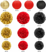 Red Black Gold Casino Theme Party Decorations 20pcs Game Night Paper