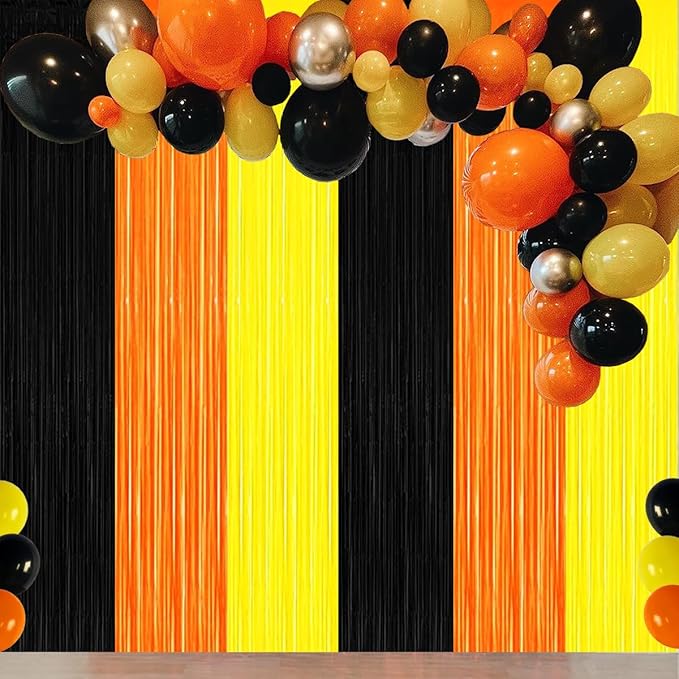 Construction Birthday Party Decorations Orange Black Yellow Foil