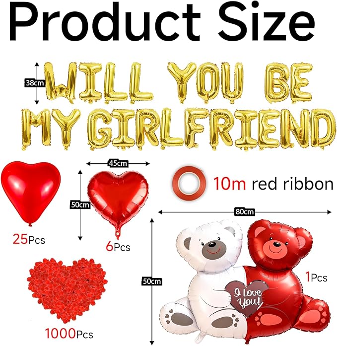 Will You Be My Girlfriend Balloons, I Love You Valentines Day