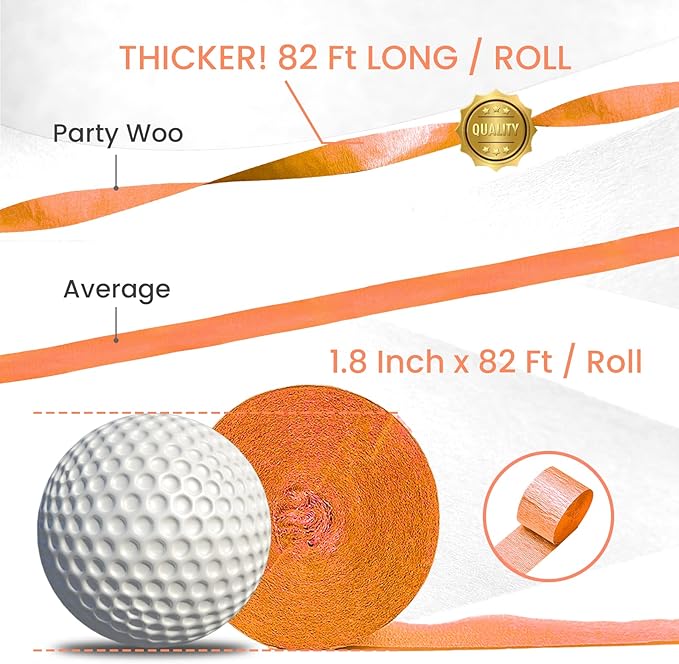 PartyWoo Orange Crepe Paper Streamers 4pcs 328ft Pack of Orange Crepe