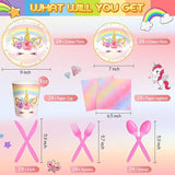 168 Pcs Unicorn Party Tableware Supplies Set Include Rainbow Unicorn