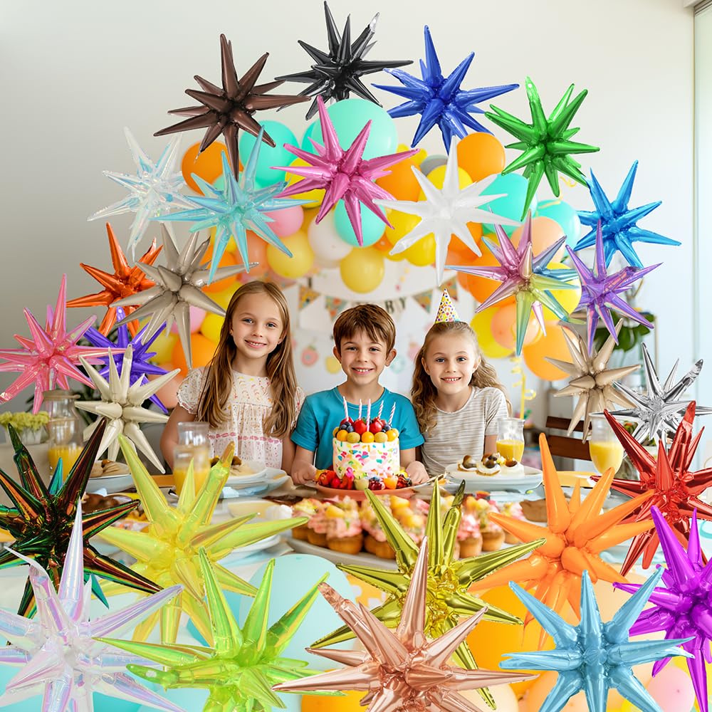 4D 14 Point One-Piece Star Cone Balloon Metallic Spike Explosion Star