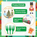 96 Pieces Christmas Ballet Party Tableware Set – Festive Disposable