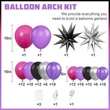 Hot Pink and Purple Balloon Arch Kit, Purple Black Balloon Garland