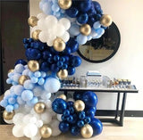 MEBAY Blue White Gold Balloons Garland Arch Kit, 141Pcs Latex