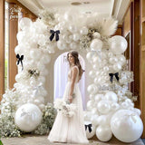 Pearl White Balloon Arch Kit,Double Stuffed White Pearl Balloon