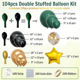 Double Stuffed Dark Green Black Gold Balloon Arch Kit 104Pcs Emerald