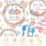 194 PCS Pumpkin Gender Reveal Decorations Pumpkin Paper Plates Cups