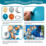 Blue and Orange Balloons Arch Kit, Space Balloon Arch Garland Kit With