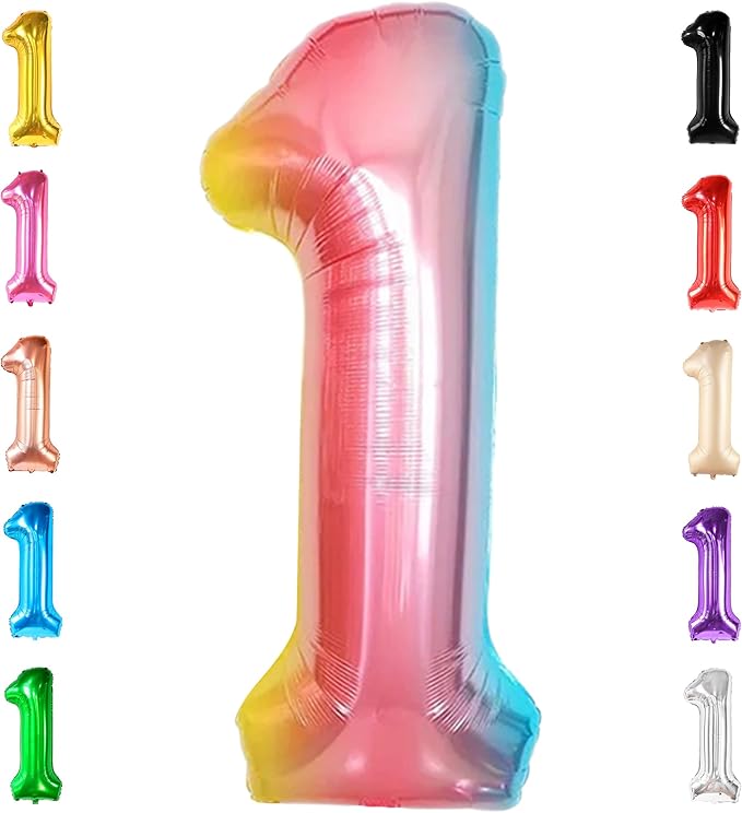 KatchOn, Giant 40 Inch, Rainbow Number 1 Balloons - Number One