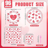 96 Pieces Valentine's Day Tableware Set Red and Pink Heart Message