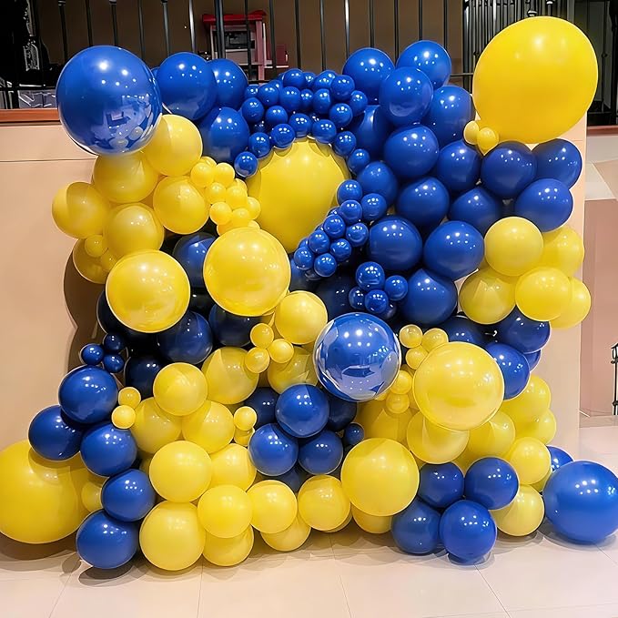 YMSZ Blue and Yellow Balloons Arch Kit, 134pcs Royal Blue and Yellow