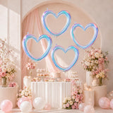 Iridescent Hollow Heart Balloons, 4 Pcs 40 Inch Clear Rainbow