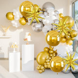 6Pcs Gold Foil Balloons,22Inch Gold 4D Round Ball Balloon and