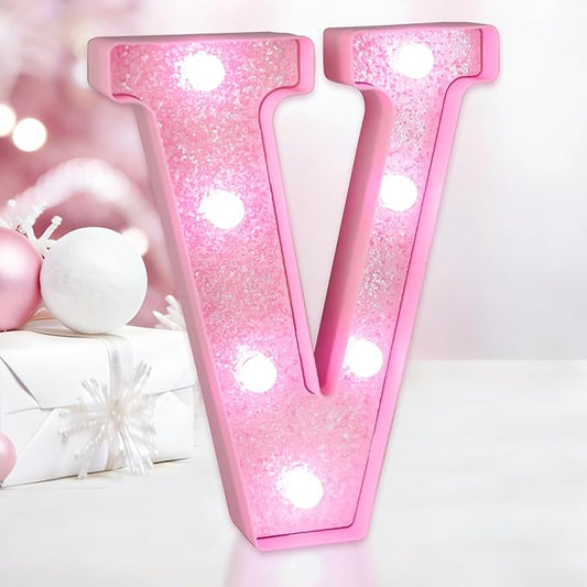 Pink Light Up Letters, LED Marquee Letters for Table, Small Glitter #1