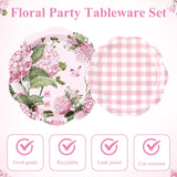 Mumufy 100 Pack Hydrangea Paper Plates 9" & 7" Disposable Checkered