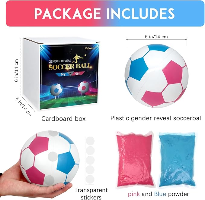 Gender Reveal Soccer Ball with Powder Revelacion de Sexo de Bebe 2
