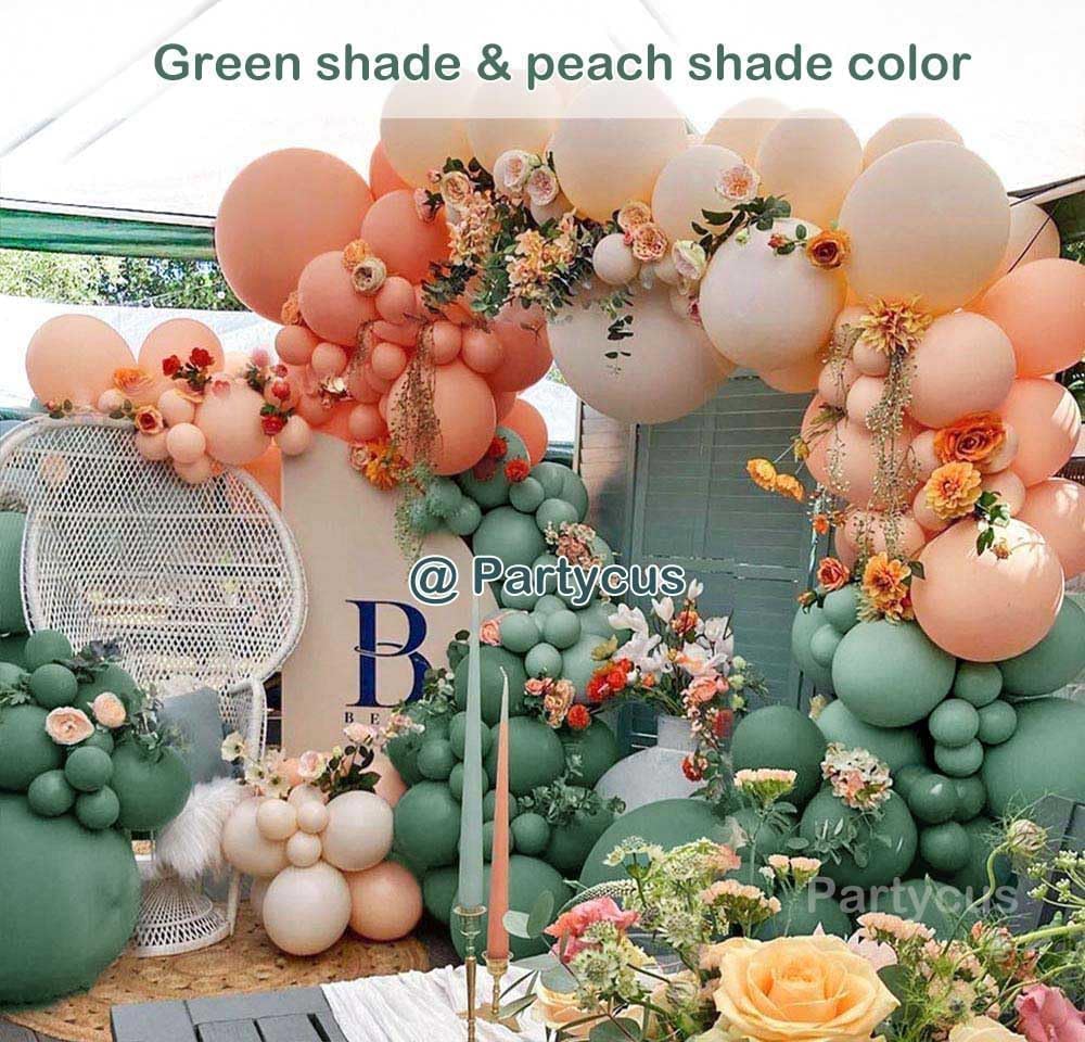 Sage Green Peach Balloon Arch, Double Stuffed Dusty Green Pastel