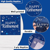 96Pcs Blue Retirement Plates and Napkins Blue Silver Retirement