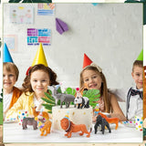 37 Pcs Jungle Animal Birthday Cake Toppers Mini Birthday Hat Animal