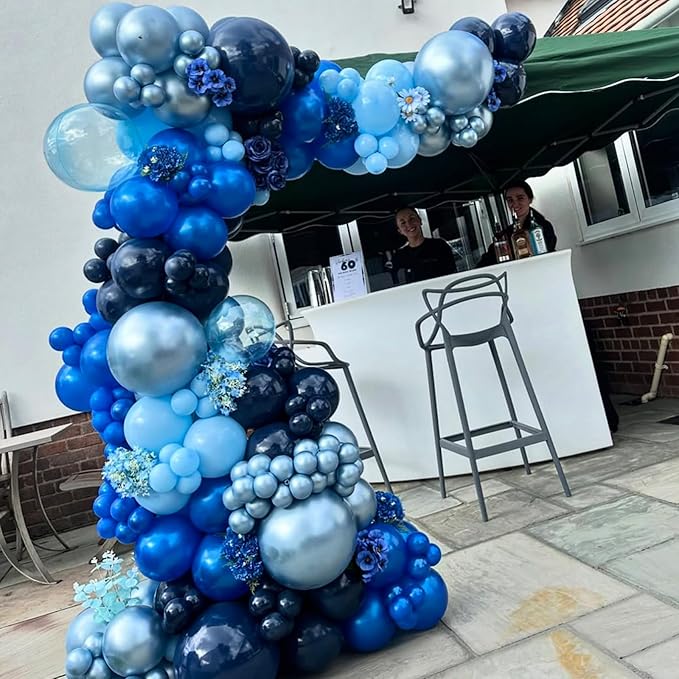 YMSZ Blue and Silver Balloons, 67pcs 12 Inch Navy Blue Balloon