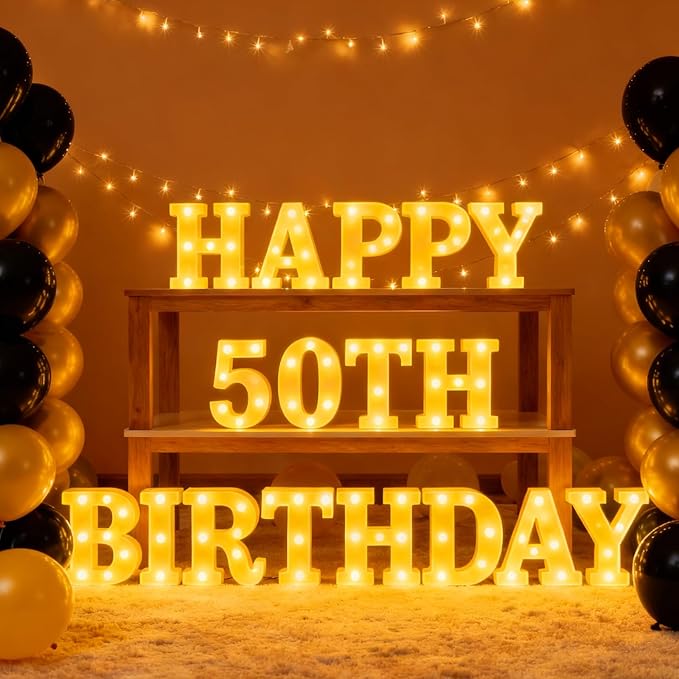17 Pcs 50th Birthday Party Decoration Happy 50th Birthday Light up