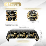 41Pcs Black and Gold Birthday Decorations,Happy Birthday Party