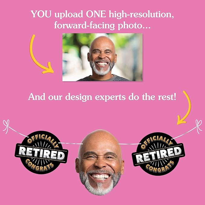 Big Dot of Happiness Custom Happy Retirement Face Cut Out Garland