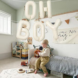 Large Beige Oh Boy Balloons, 40 Inch Cream White Sand OH BOY Balloon