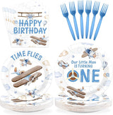 96Pcs Time Flies 1st Birthday Party Decorations Airplane 1st