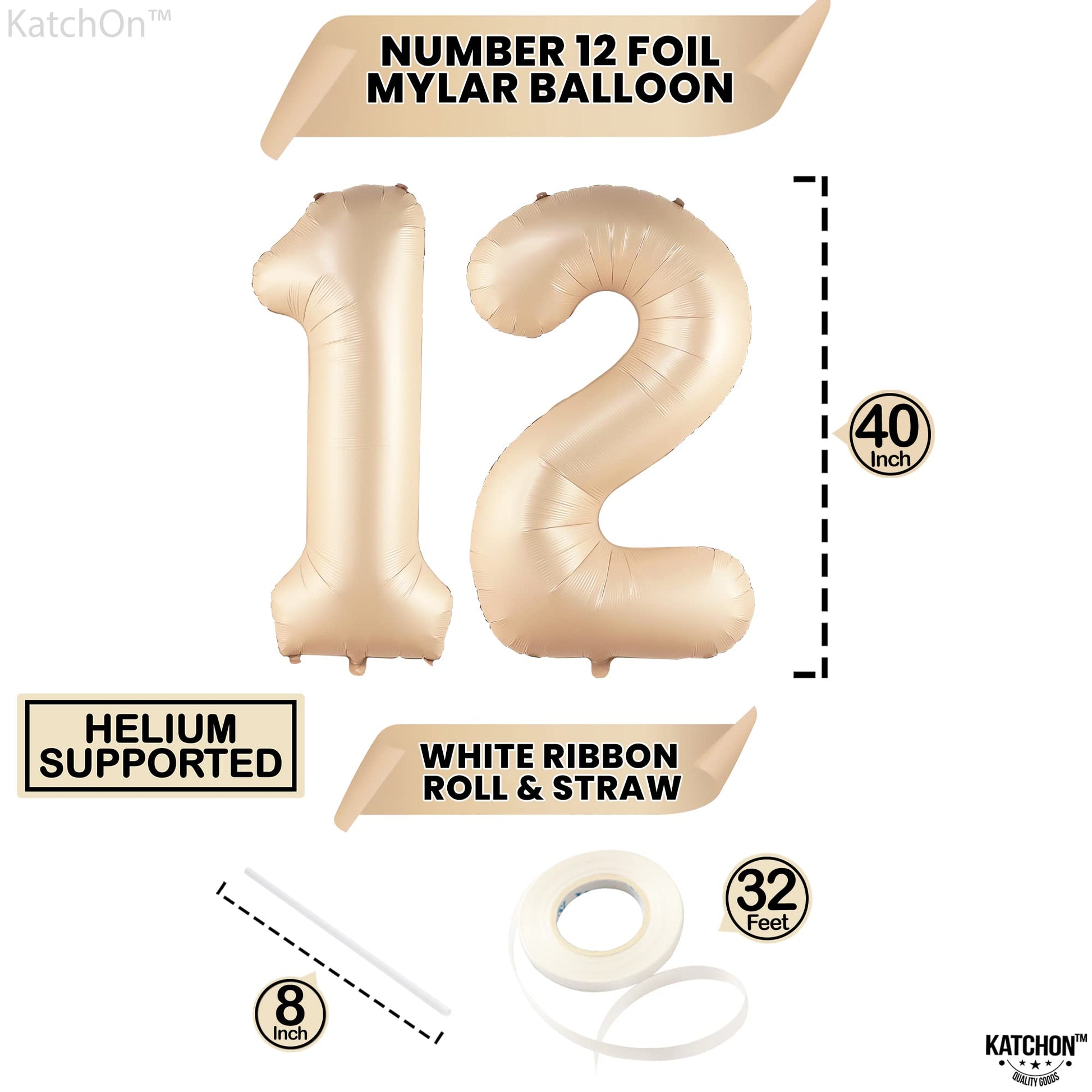 KatchOn, Huge Caramel 12 Balloon Number - 40 Inch | Caramel Number 12