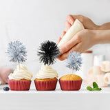 Gyufise 30Pcs Foil Firework Cupcake Toppers Sparkle Tinsel Cake #18