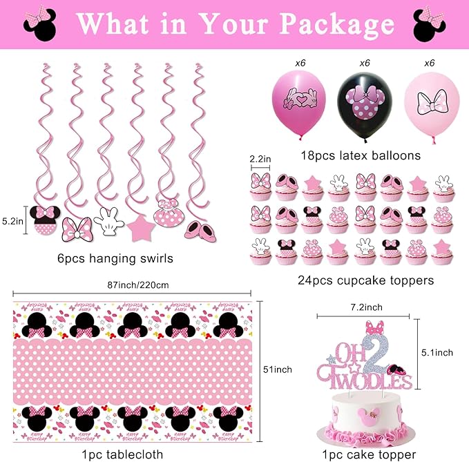 Pink Mouse 2nd Birthday Party Supplies Oh Twodles Girl Second
