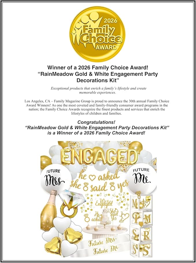 248 Pc Premium Engagement Party Decorations Gold and White Bridal