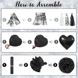 Black Bow Birthday Party Decorations, Coquette Bow Black and White