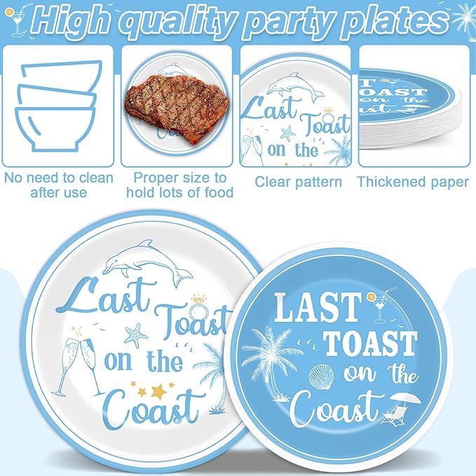 96Pcs Last Toast on the Coast Party Supplies Coastal Bachelorette