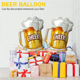 Beer Cup Balloons Set of 4, Beer Mug Cheers Foil Balloons Fit For