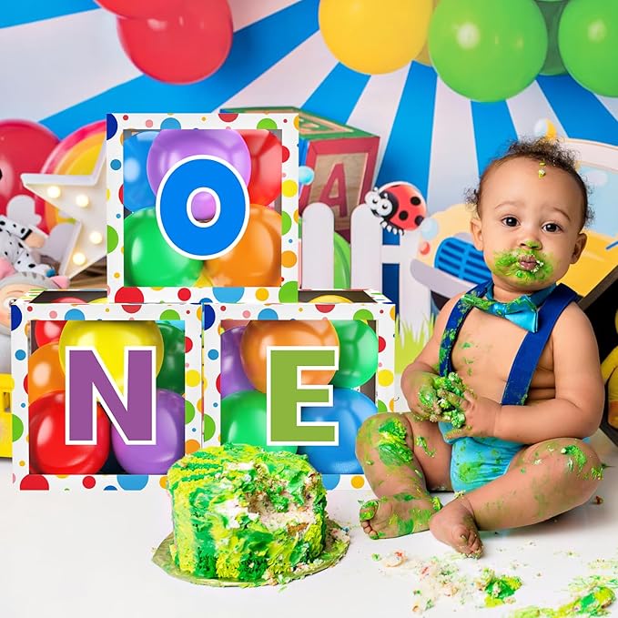 First Birthday Decorations for Boy Girls, ONE Balloon Boxes with