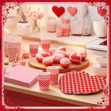 96 Pcs Valentine's Day Party Supplies Set for 24 Guests Red Checked