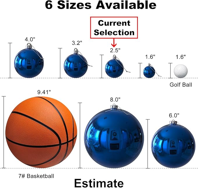 24Pcs Christmas Balls Ornaments for Xmas Tree - Shatterproof