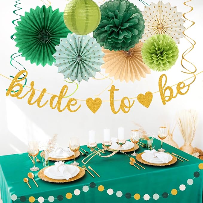 Sage Green Champagne Gold Bachelorette Party Decorations 21pcs Baby