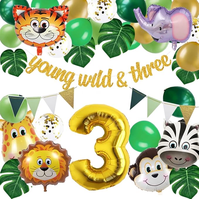 Jungle 3rd Birthday Decorations Safari Birthday Party Wild Three