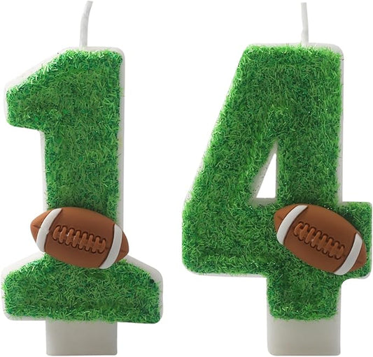 Football Candles 14,14 Candles for Birthday Cake Boy,Number 14
