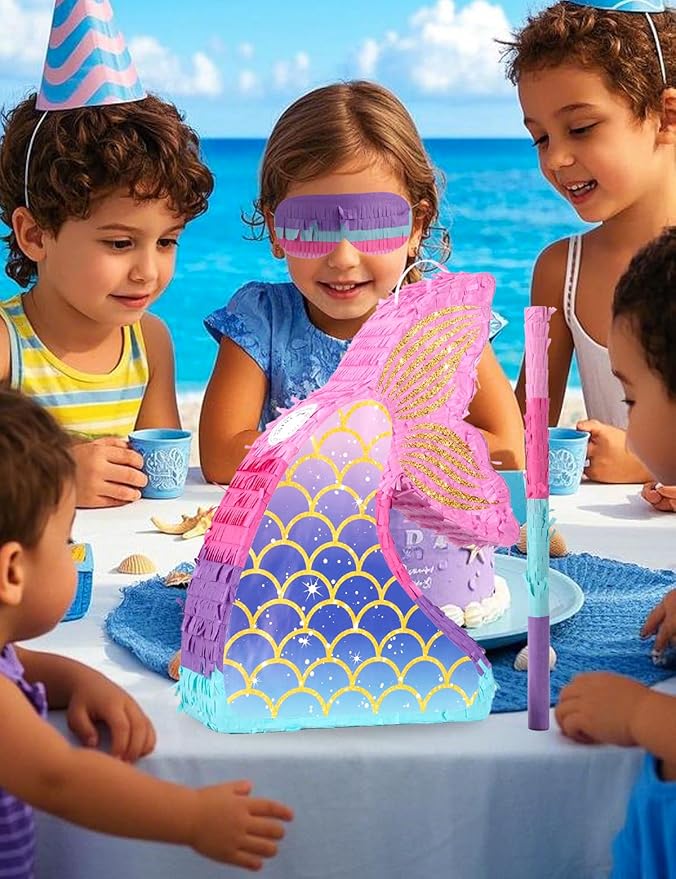 Mermaid Pinatas for Girl Under the Sea Piñata de Sirena with Wood
