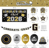Black and Gold Themed 2026 Graduation Decorations Set Congrats Grad