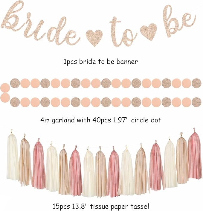 Blush Pink Rose Gold Bridal Shower Fall Party Decorations 31pcs