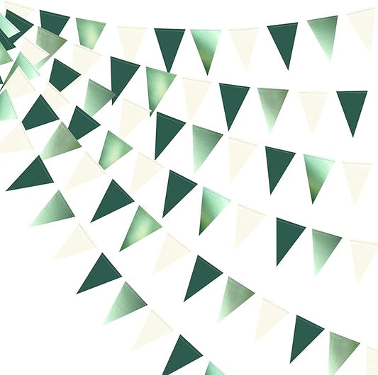 Sage Green Decorations Hanging Paper Pennant Banner Flag Green Beige