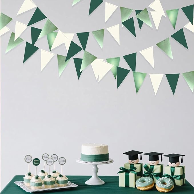 Sage Green Decorations Hanging Paper Pennant Banner Flag Green Beige